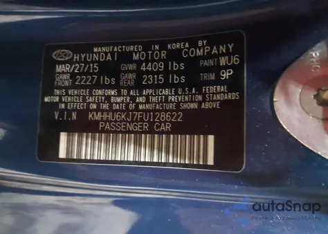 2015 Hyundai Genesis 3.8 Ultimate z USA, uszkodzony, nr VIN KMHHU6KJ7FU128622